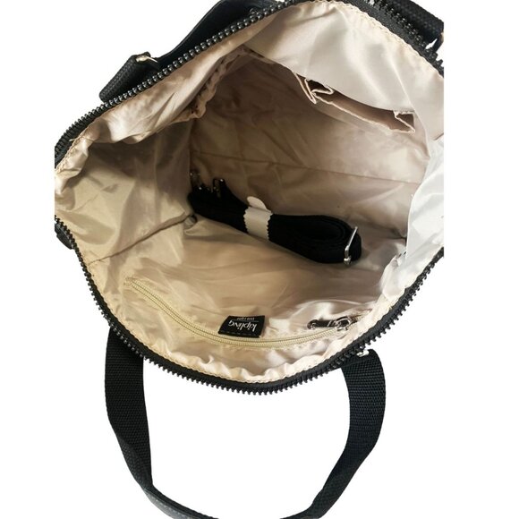 brand new vintage Kipling REVIR tote multi-use crossbody bag linen black - Picture 5 of 13